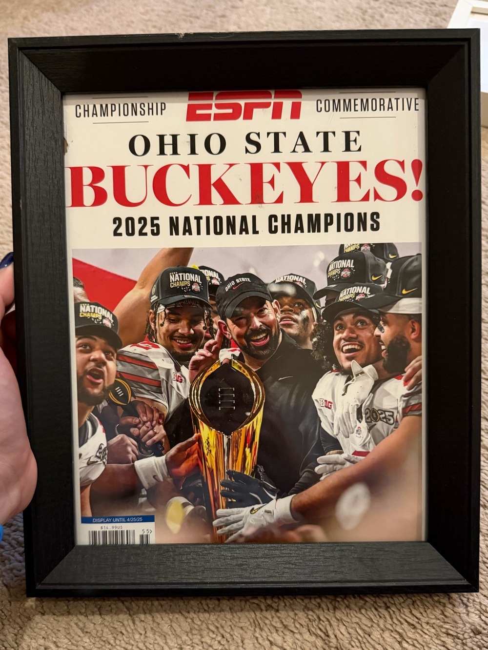 Ohio State Buckeyes 2025 National Champions Framed Print - Black
